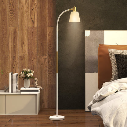 Nadino Metal White and Gold Adjustable Reading Floor Lamp With Spotlight Head
