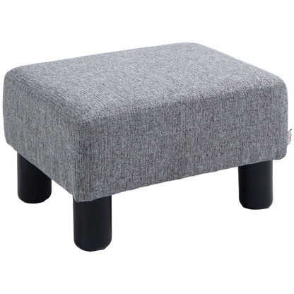 Nekael Linen Grey Cube Footstool With 4 Plastic Feet
