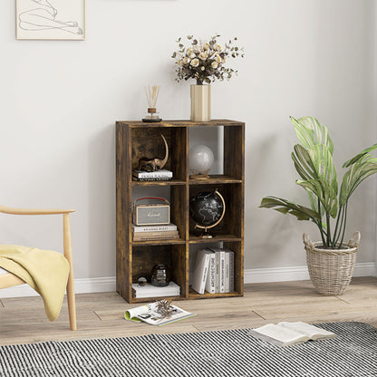 Mike Wood Rustic Brown 6 Cube Storage Bookcase