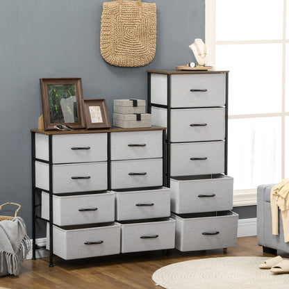 Famoggi Metal And Fabric Grey 5 Drawer Industrial Storage Chest With Steel Frame