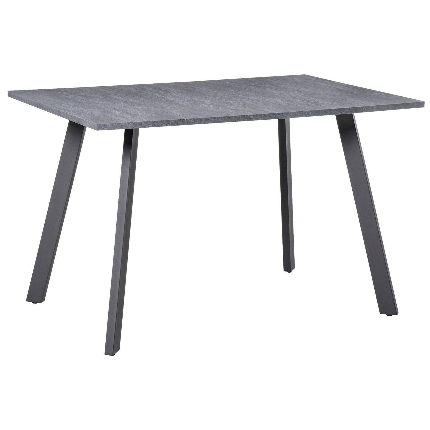 Roreso 120cm Metal And Wooden Dark Grey Rectangular Dining Table With Steel Legs