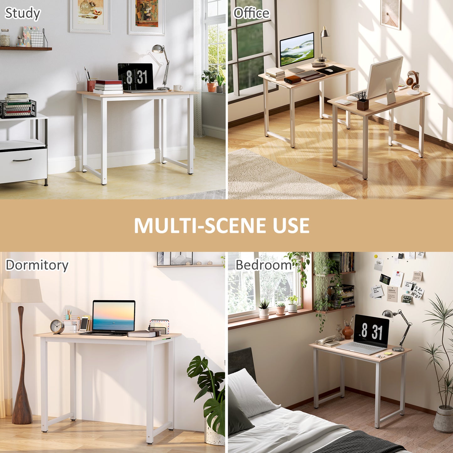 Raha 100cm White Metal Frame Writing Desk