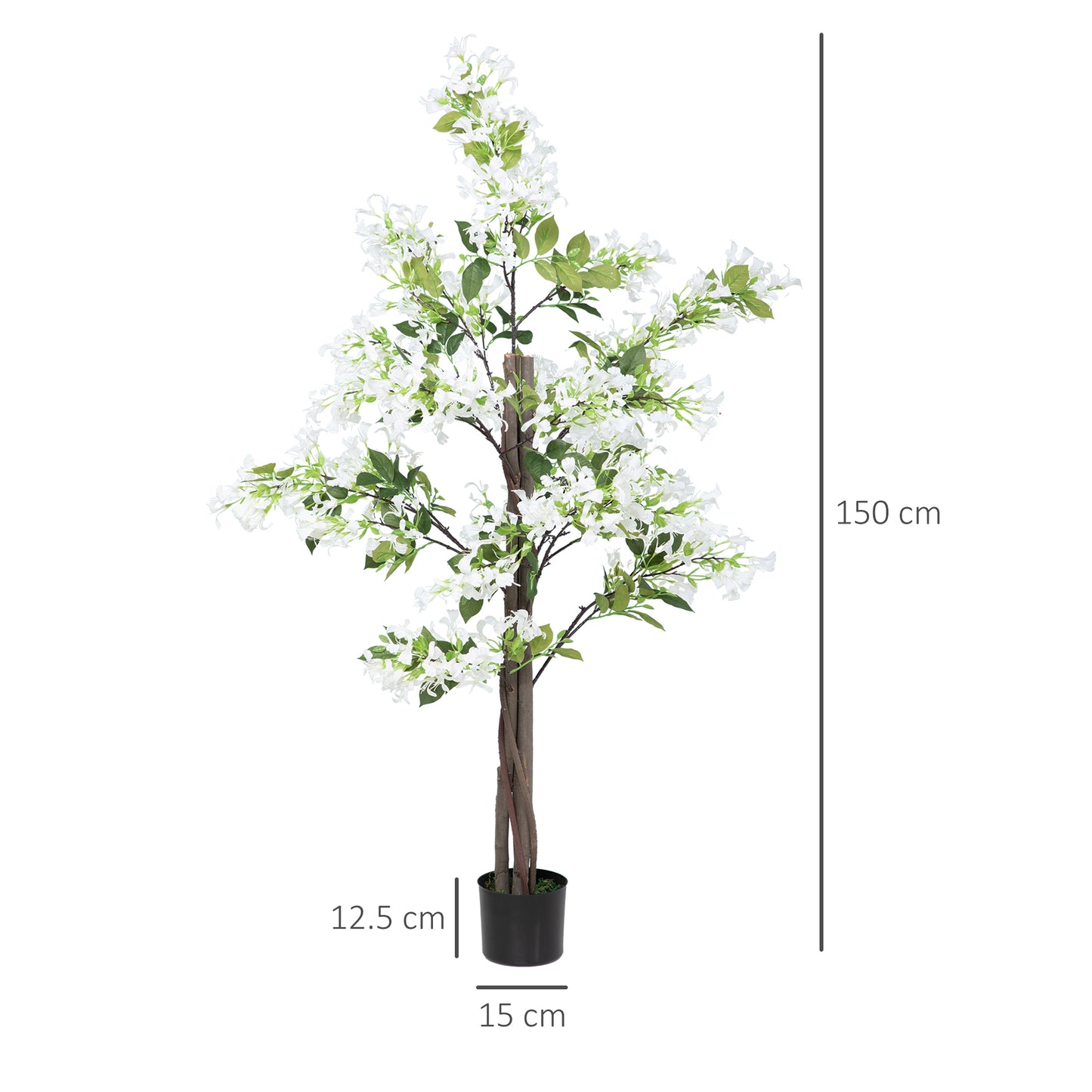 Laniha Set Of 2 Artificial Honeysuckle Flower Plants With Curved Stems In White Pots
