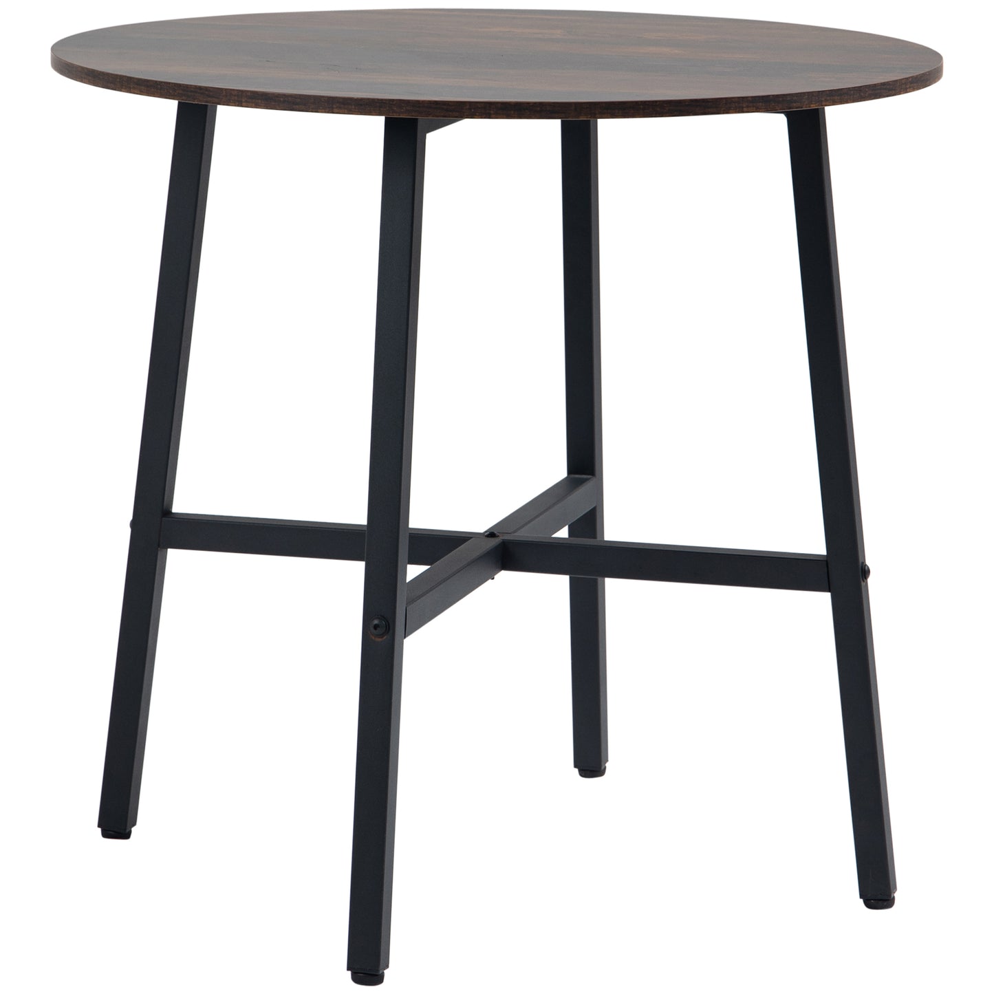 Vizina Metal And Wood Rustic Brown Round Industrial Dining Table 85cm