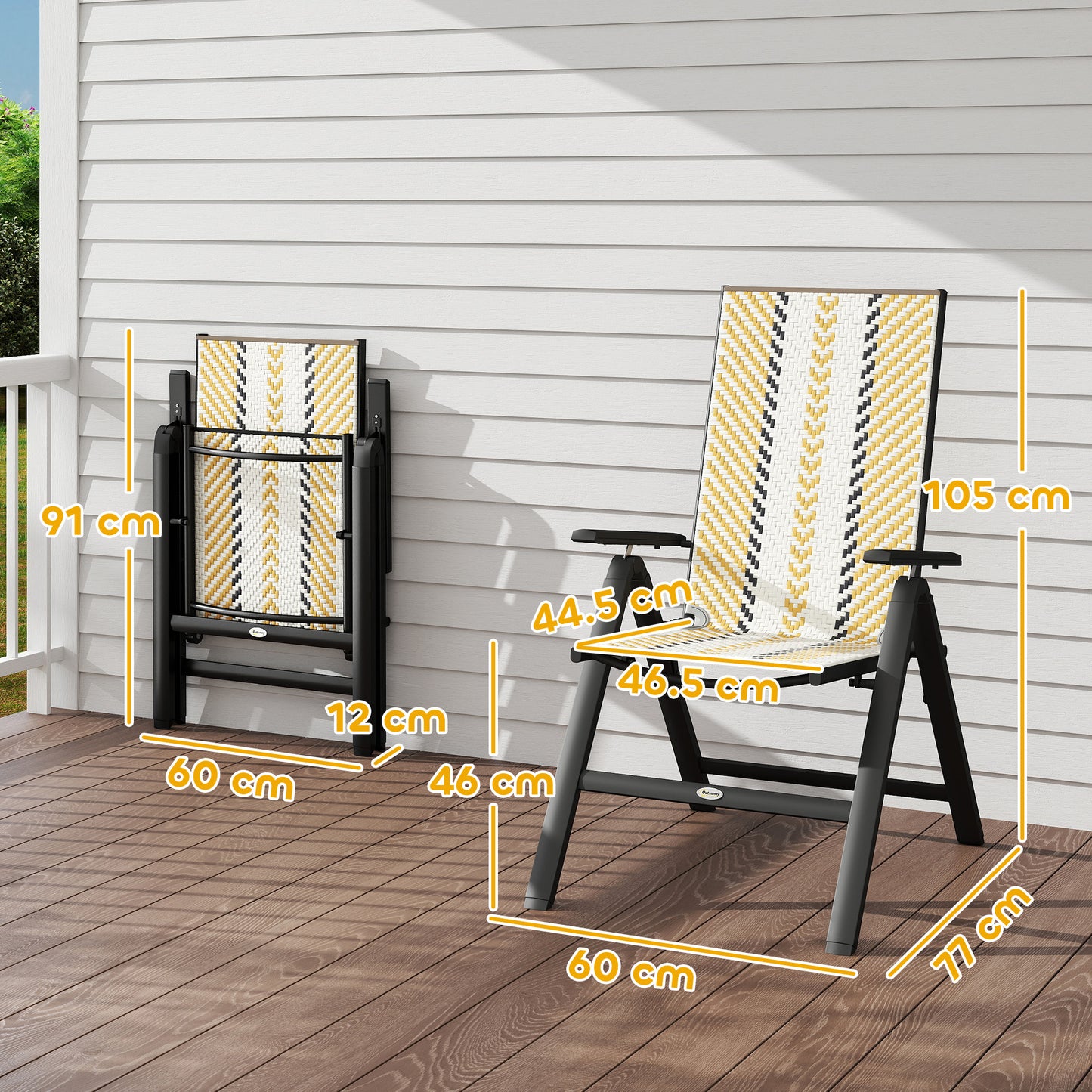 Dizisa Rattan Multicolour Reclining Garden Chairs Set Of 2 With Adjustable Comfort Design