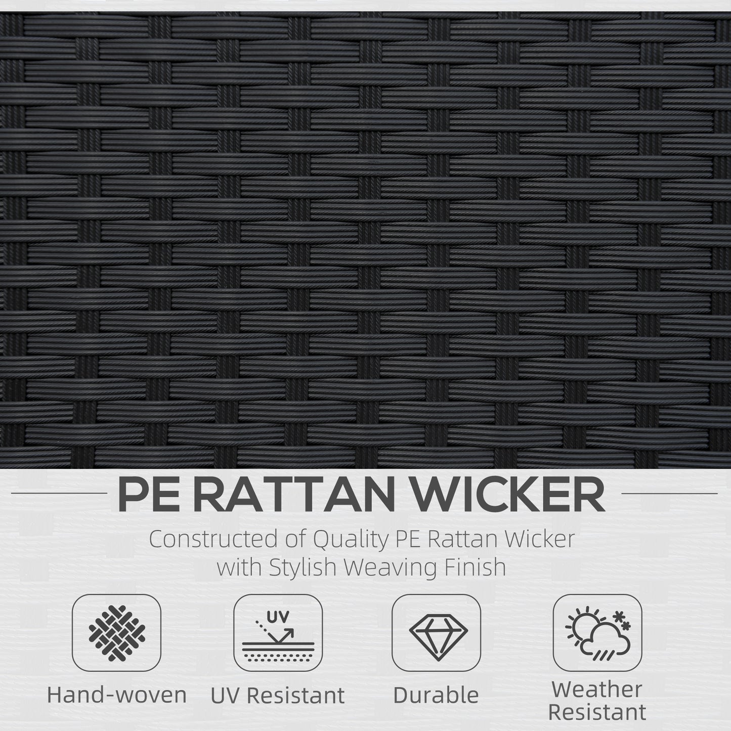 Raco Rattan Black Single Outdoor Armchair With Thick Cushioned Seat And Armrests