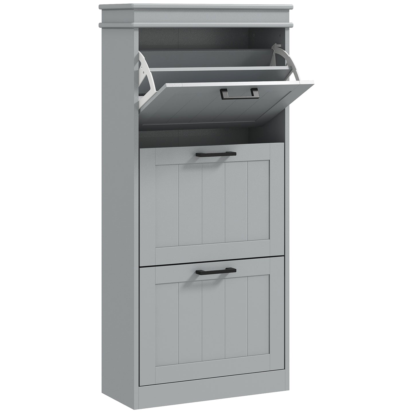 Keliba Kaha Wooden Grey Minimal 3 Drawer Shoe Cabinet