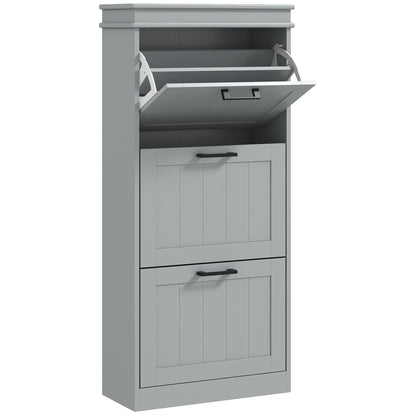 Keliba Kaha Wooden Grey Minimal 3 Drawer Shoe Cabinet