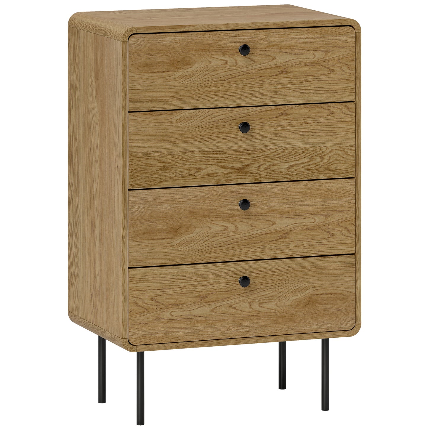 Elmira Wood Oak Finish 4 Drawer Modern Storage Chest