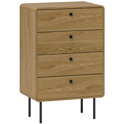 Elmira Wood Oak Finish 4 Drawer Modern Storage Chest