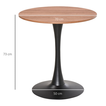 Lihamo Metal Brown Round Dining Table With Slim Base For Kitchen And Dining Spaces