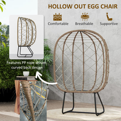 Nepa Rattan Brown and Grey Outdoor Garden Egg Chair With Cushions And Cup Holder