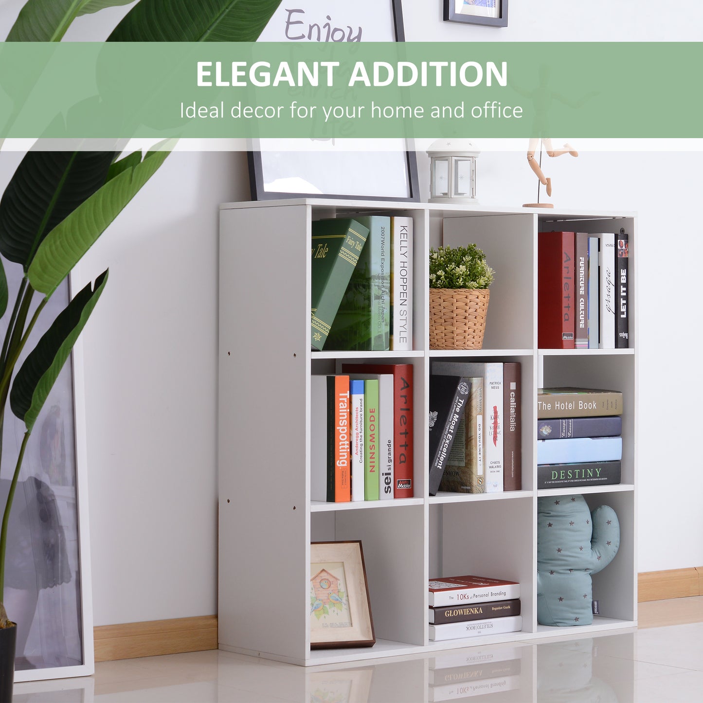 Naleno Wood White 9 Cube Storage Shelving Unit