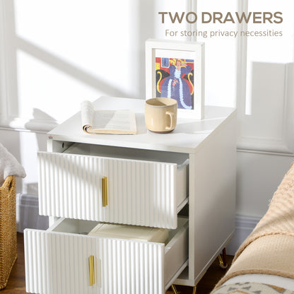 Nehana Set Of 2 Wooden White And Gold Tone 2 Drawer Bedside Chests