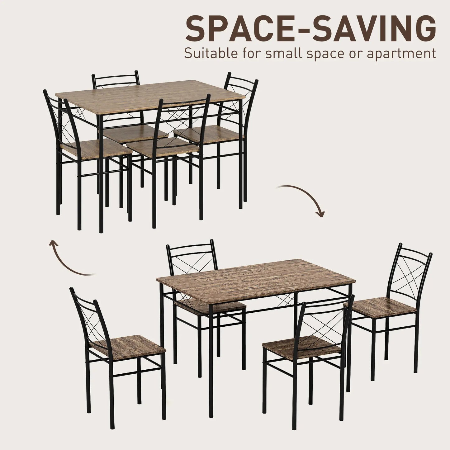 Birutte Wooden Oak Effect And Black 5 Piece Minimal Dining Set