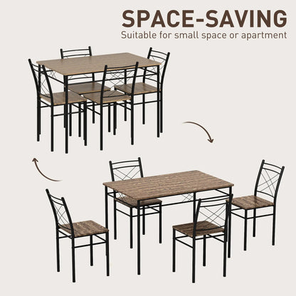 Birutte Wooden Oak Effect And Black 5 Piece Minimal Dining Set