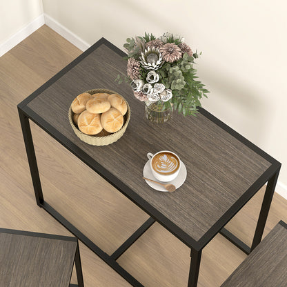 Zikeba Wooden Grey Wood Effect Compact Dining Table And Chair Set