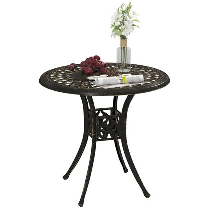 Kenofa Cast Aluminium Bronze Round Garden Dining Table With Parasol Hole