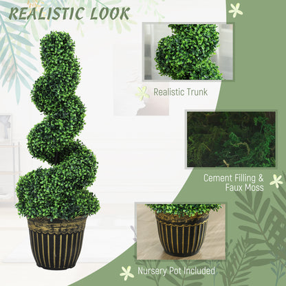 Kayoyo Set Of 2 Artificial Spiral Boxwood Topiary Trees For Decorative Placement