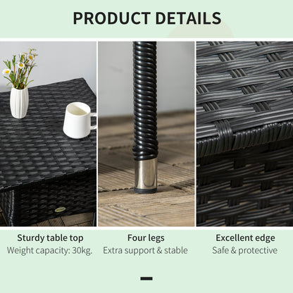 Varilu Black Rattan Outdoor Coffee Table With Woven Top