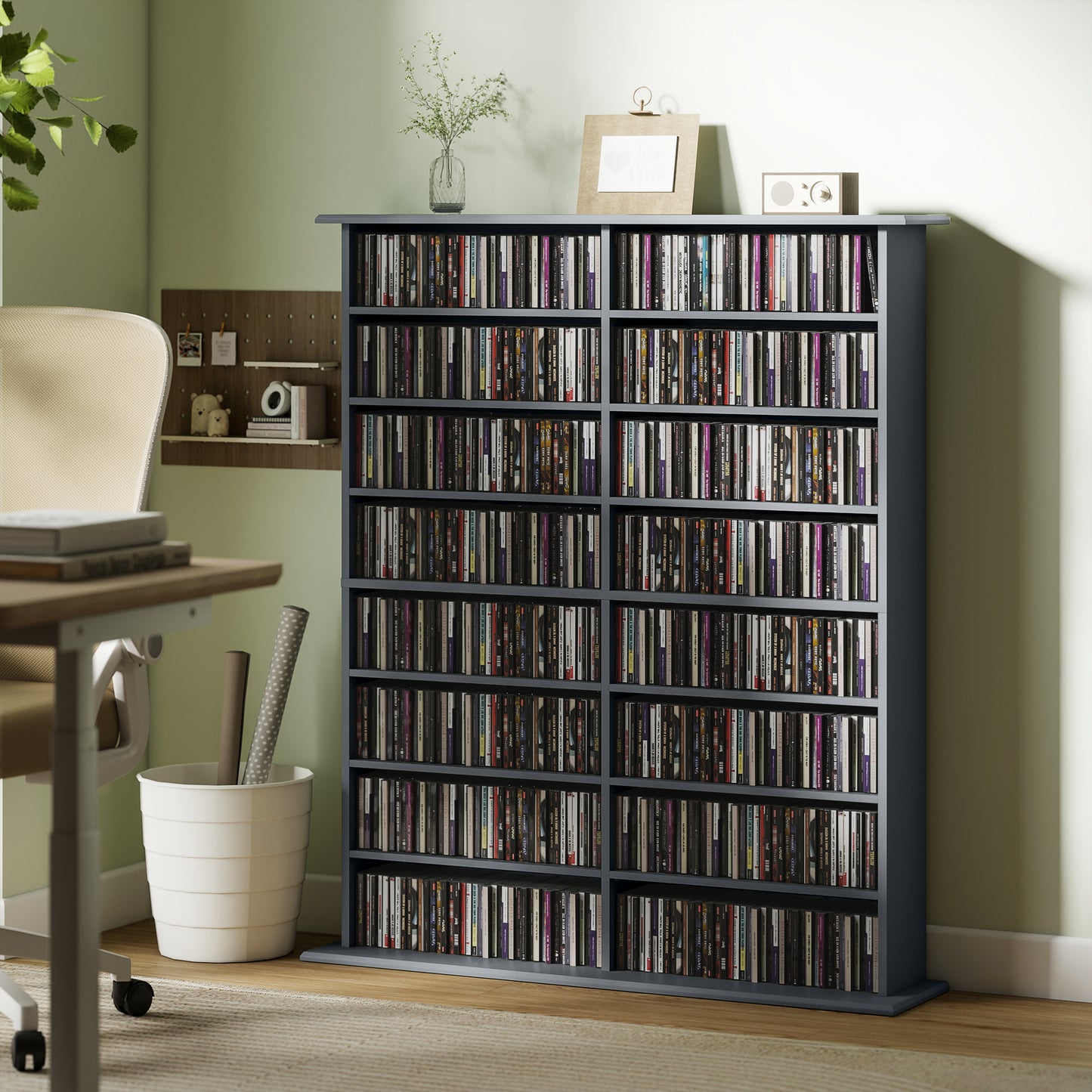 Yopayo Lora Wooden Grey 6teen Compartment Media Storage Shelf