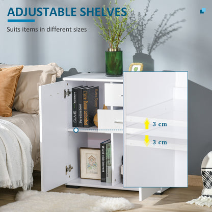 Lodino High Gloss White Sideboard With 2 Drawers 2 Doors And Adjustable Shelves