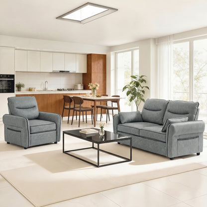Pamazi Grey Faux Leather 2 Seater Sofa