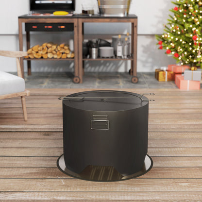 Ralarari 60cm Steel Black Round Outdoor Garden Fire Pit With Lid