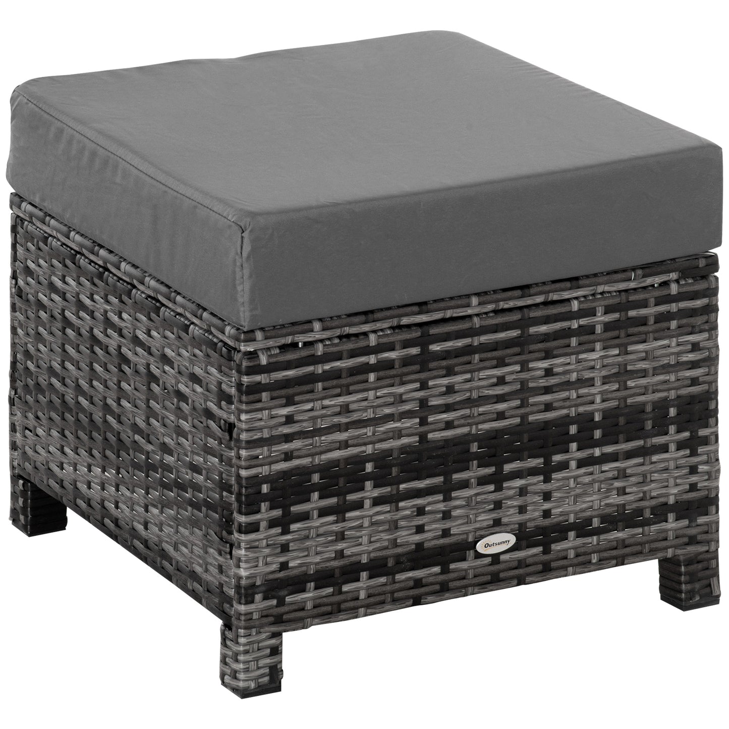 Kadone Halu Rattan Grey Square Outdoor Footstool With Cushioned Top