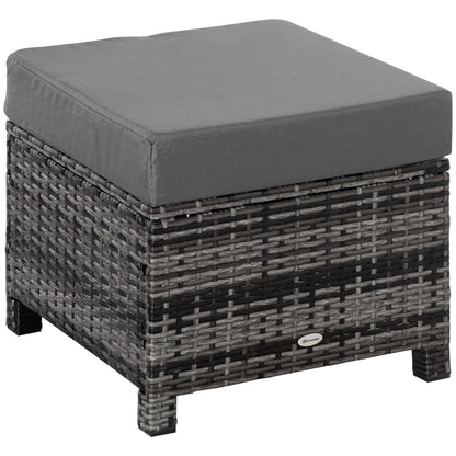 Kadone Halu Rattan Grey Square Outdoor Footstool With Cushioned Top
