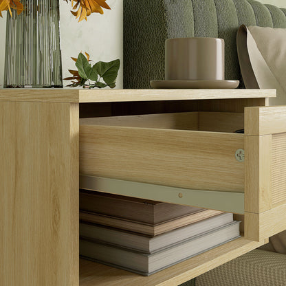 Tovelu Set Of 2 Wood Effect Floating Bedside Tables With Rattan Panels
