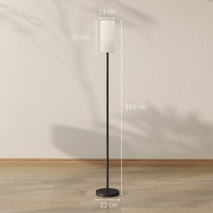 Pavi  Metal And Fabric White Minimalist Floor Lamp With Linen Shade And Foot Switch