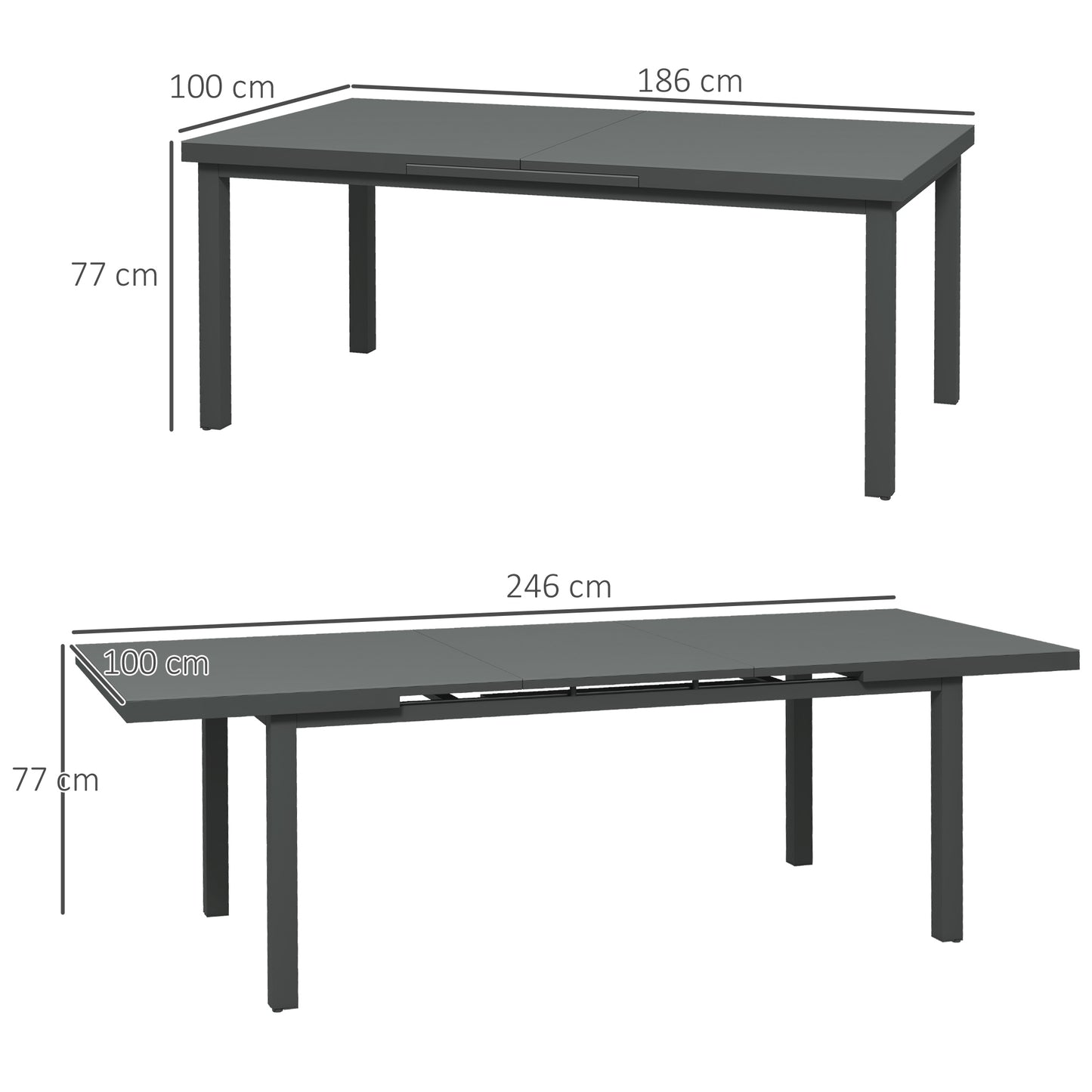 Soroke 6 Seater Aluminium Grey Extendable Outdoor Dining Table