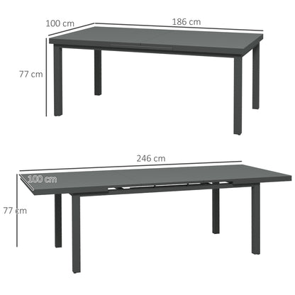 Soroke 6 Seater Aluminium Grey Extendable Outdoor Dining Table