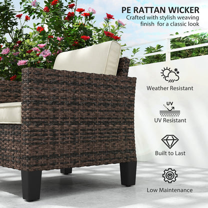 Sune Rattan Brown Single Outdoor Armchair With Cream Cushion