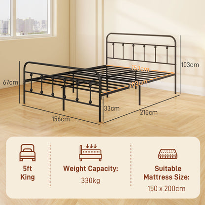Noelma 5FT Minimalist Black Metal King Size Bed Frame