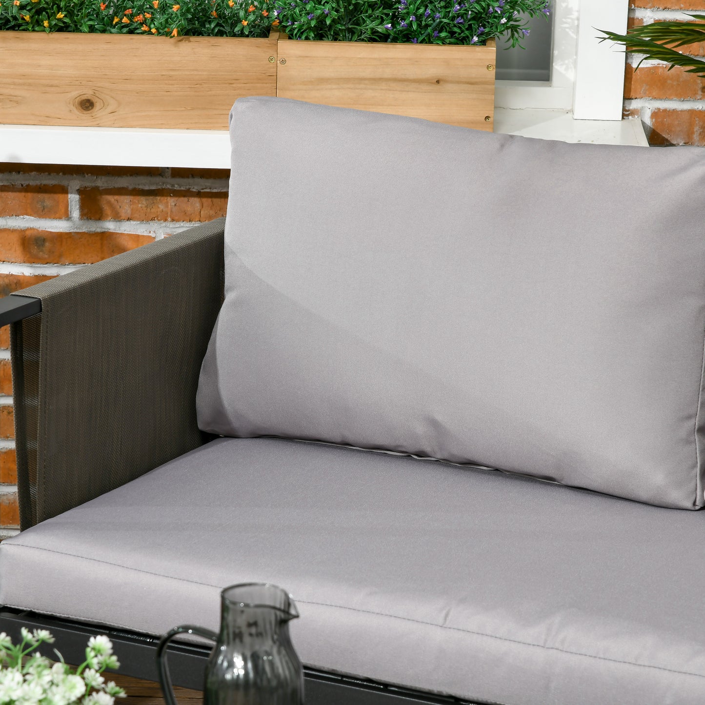 Vafa 4 Seater Brown Rattan Rope Garden Furniture Set woth Tempered Glass Coffee Table Sofa and 2 Armchairs