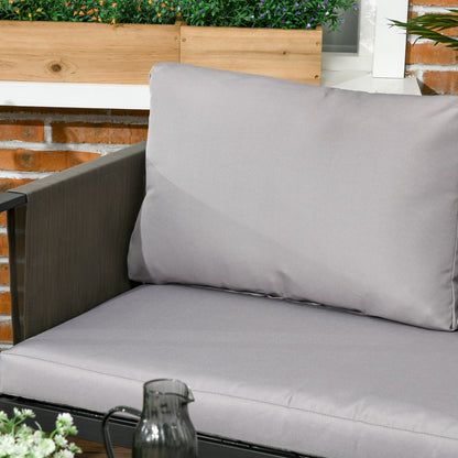 Vafa 4 Seater Brown Rattan Rope Garden Furniture Set woth Tempered Glass Coffee Table Sofa and 2 Armchairs