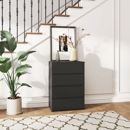 Retture Wooden Neutral Finish 4 Drawer Modern Storage Chest