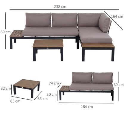 Maha 4 Seater Garden Furniture Set with Corner Sofa Coffee Table and Side Tables