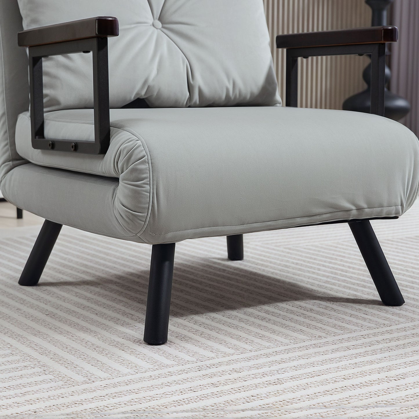 Taso Light Grey 4 In One Convertible Single Chair Bed With Cushion