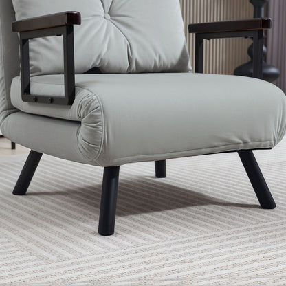 Taso Light Grey 4 In One Convertible Single Chair Bed With Cushion