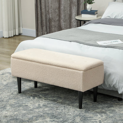 Nevano Boucle Cream Storage Ottoman Teddy Fleece