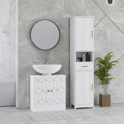 Verado Under Sink Bathroom Storage Cabinet With Adjustable Shelves And Open Compartment White