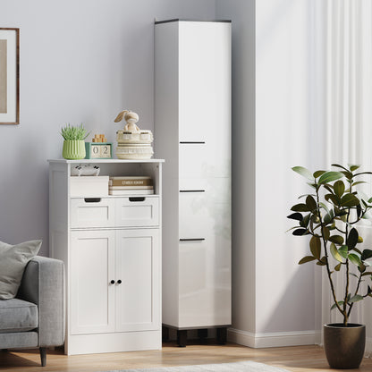 Mael Extra Tall Slim Bathroom Storage Cabinet In White 190cm