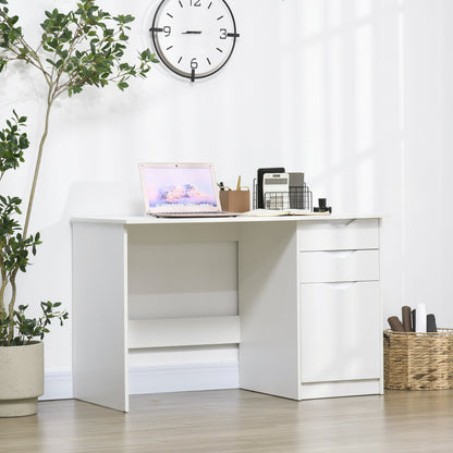 Niba 120cm High Gloss White Home Office Desk With Drawers And Storage Cabinet