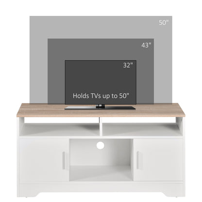 Tadori 105cm Vile Wooden White Modern TV Console 2 Doors and Open Shelves