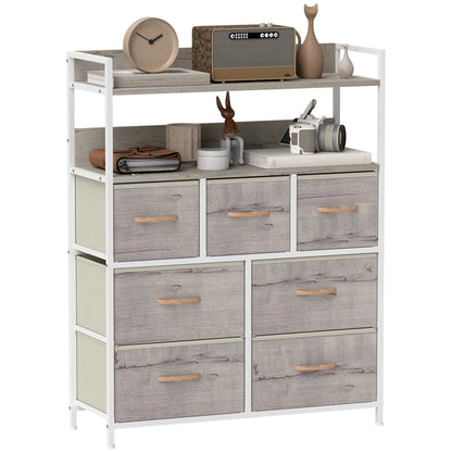 Rile Grey Fabric And Wood 7 Drawer Storage Chest