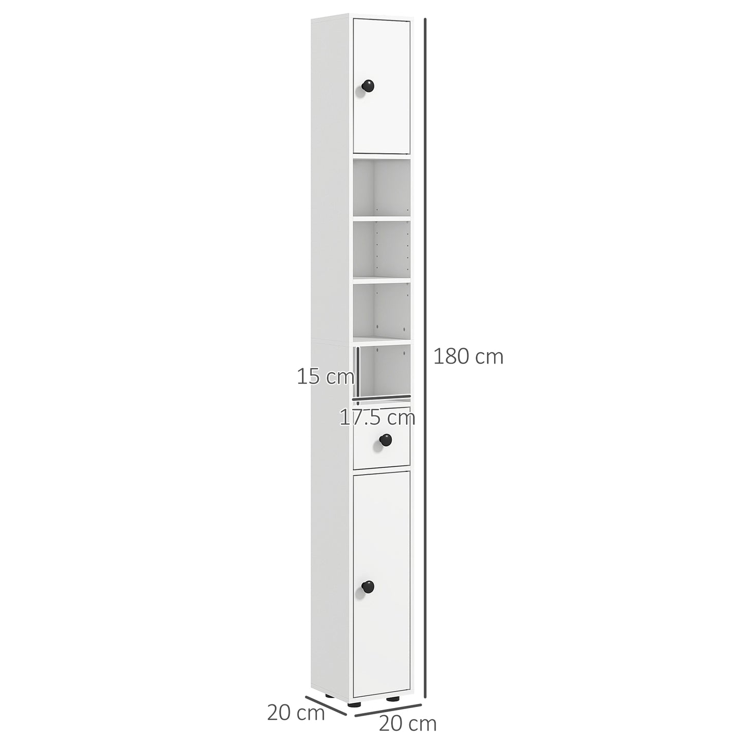 Lakeva Extra Tall Slim Bathroom Storage Cabinet With Multi Layer Internal Compartments White