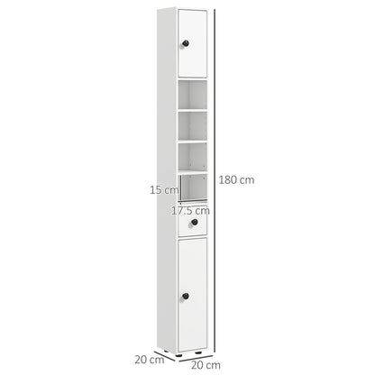 Lakeva Extra Tall Slim Bathroom Storage Cabinet With Multi Layer Internal Compartments White